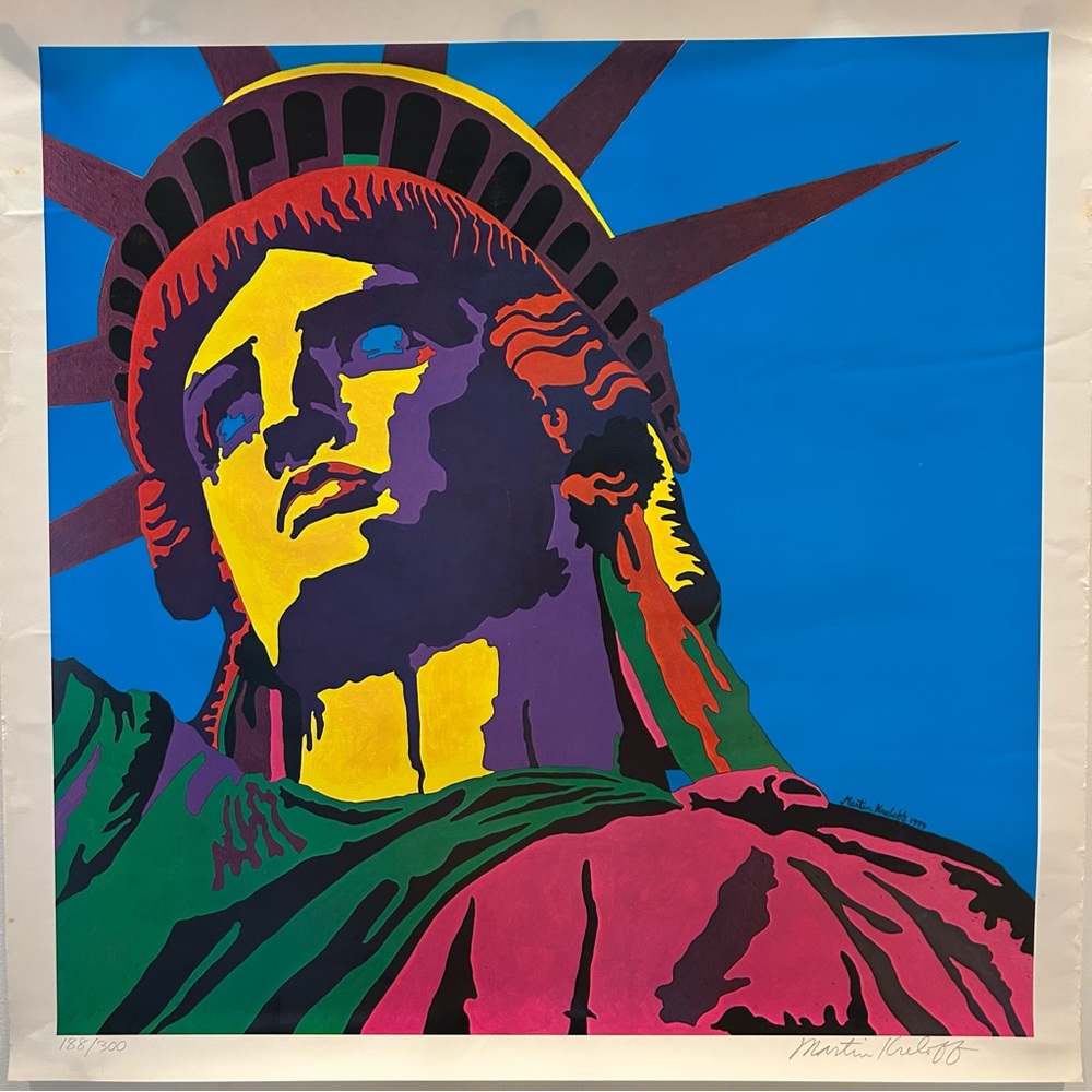 Martin Kreloff Original Signed and Numbered ACLU Statue of Liberty Print - 1979